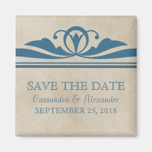Imán Deco Blue Elegant Save the Date Magnet