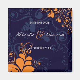 Imán Deco Deja Floral Swirls Marina Azul Salve La Fecha