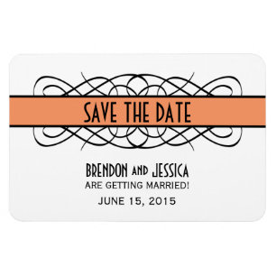 Imán Deco Flourish Save the Date Magnet, Naranja