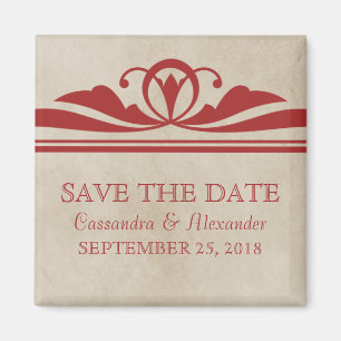 Imán Deco Red Elegant Save the Date Magnet