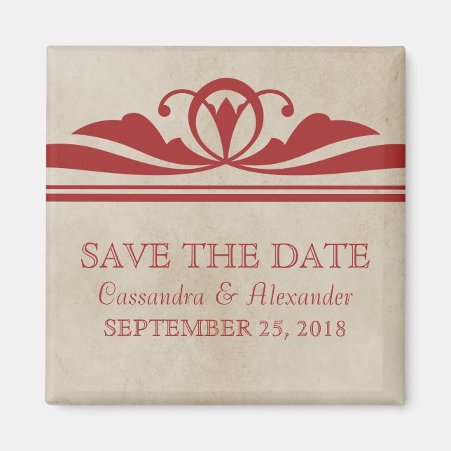 Imán Deco Red Elegant Save the Date Magnet (Frente)