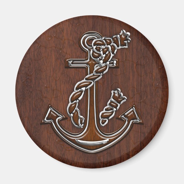 Imán Decoración De Acero De Mahogany Náutico Húmedo (Frente)