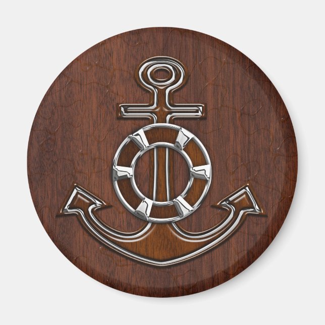Imán Decoración De Acero De Mahogany Náutico Húmedo (Frente)