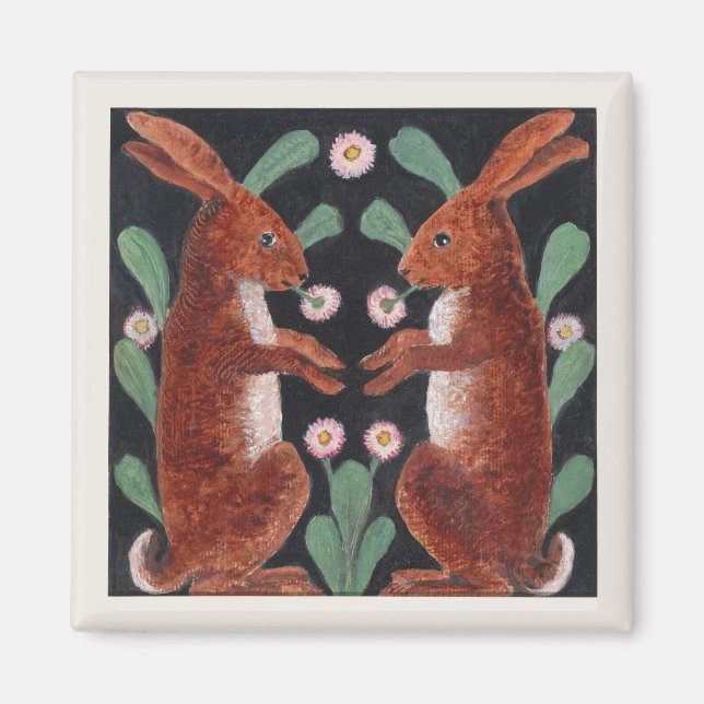 Imán Decoración de flor de primavera de estilo antiguo  (Frente)