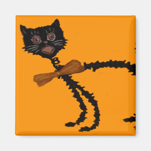 Imán Decoración de Halloween de gato negro elástico (Frente)