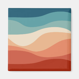 Imán Decoración de las olas de estilo retro colorido