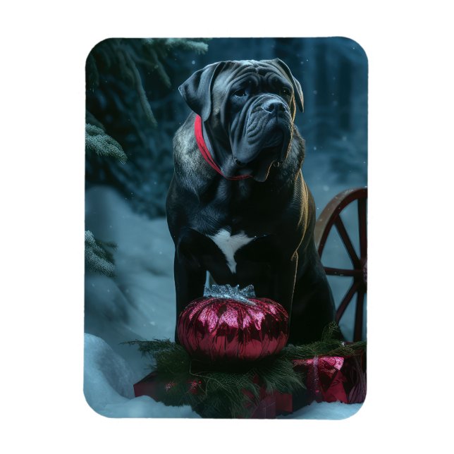 Imán Decoración de los Navidades Cane Corso Snowy Sleig (Vertical)