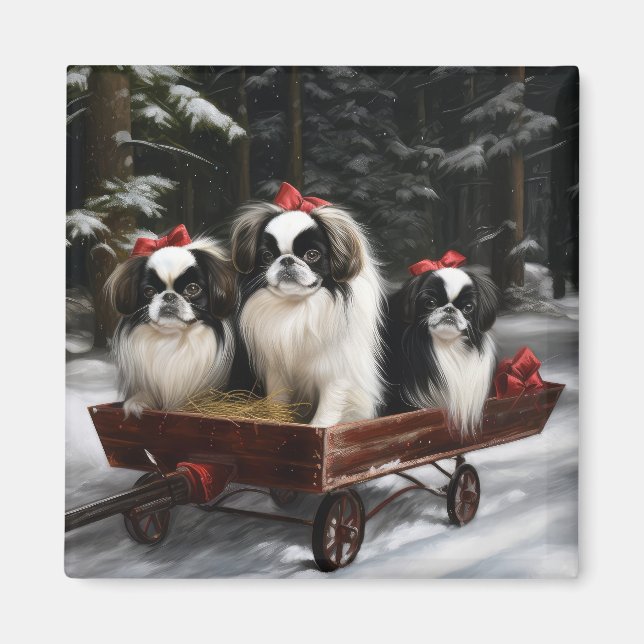 Imán Decoración de los Navidades Chin Snowy Sleigh (Frente)