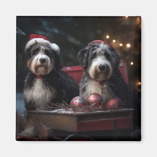 Imán Decoración de los Navidades de Bernedoodle Snowy S (Frente)