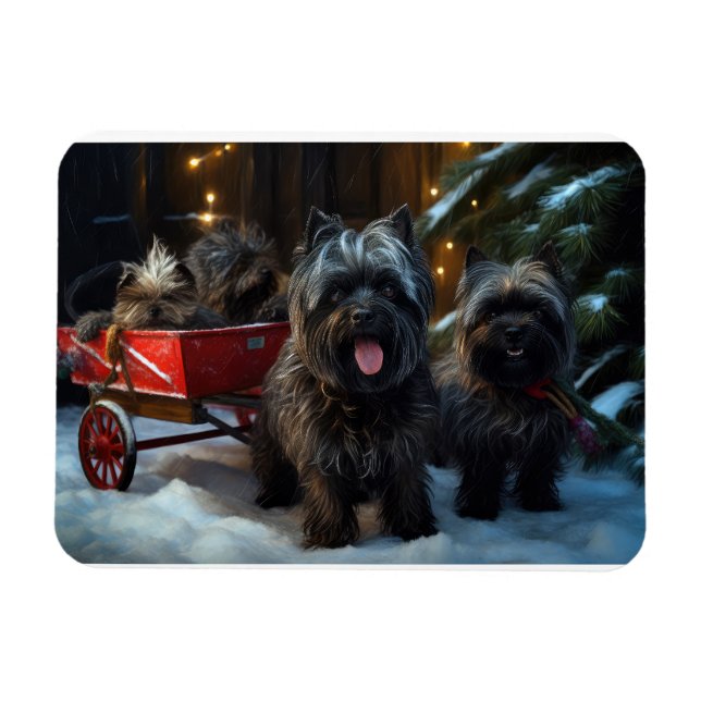 Imán Decoración de los Navidades del Affenpinscher Snow (Horizontal)