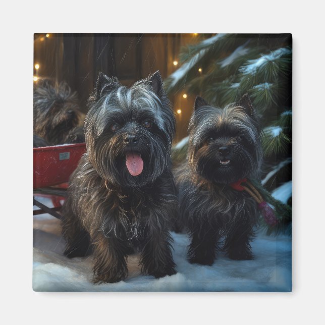 Imán Decoración de los Navidades del Affenpinscher Snow (Frente)