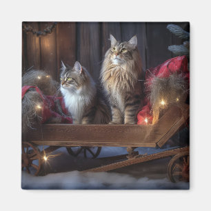 Imán Decoración de los Navidades Maine Coon Snowy Sleig