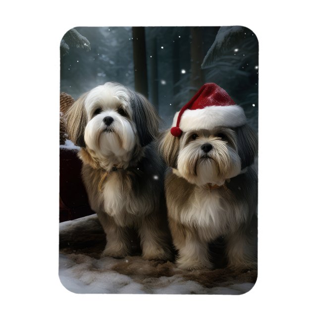 Imán Decoración de los Navidades Malti tzu Snowy Sleigh (Vertical)