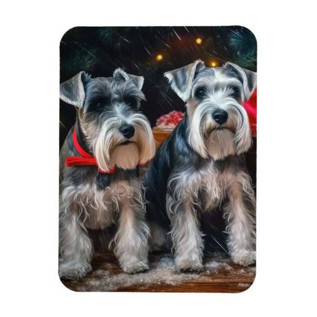 Imán Decoración de los Navidades Schnauzer Snowy Sleigh (Vertical)
