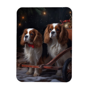 Imán Decoración de Navidad de Cavalier King Snowy Sleig