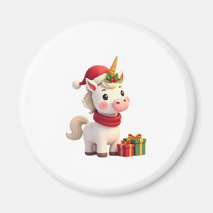 Imán Decoración de Navidad Unicornio Santa Camiseta de