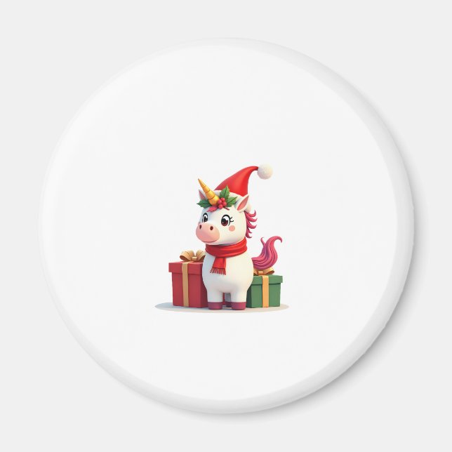 Imán Decoración de Navidad Unicornio Santa Unicornio Ca (Frente)