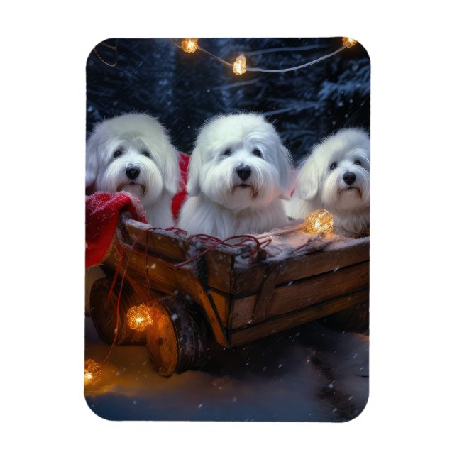 Imán Decoración de Navidades de Coton De Tulear Snowy S (Vertical)
