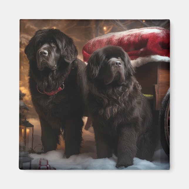 Imán Decoración de Navidades de Newfoundland Snowy Slei (Frente)
