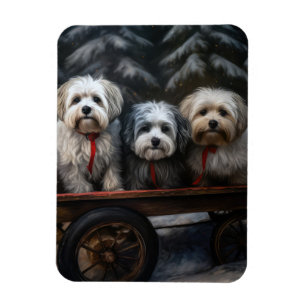 Imán Decoración de Navidades Havanese Snowy Sleigh
