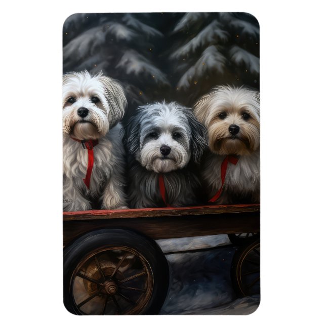 Imán Decoración de Navidades Havanese Snowy Sleigh (Vertical)