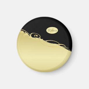 Imán Decoración de oro de lujo en oro y negro, Monogram