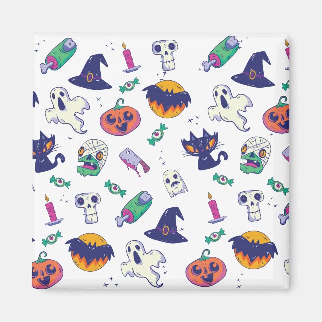 Imán Decoración de patrones de Halloween (Frente)