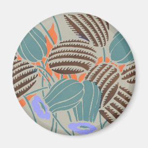 Imán Decoración floral moderna boho azul turquesa y lav