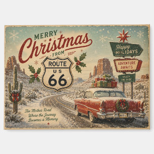 Imán Decoración navideña vintage de la ruta 66 para nev
