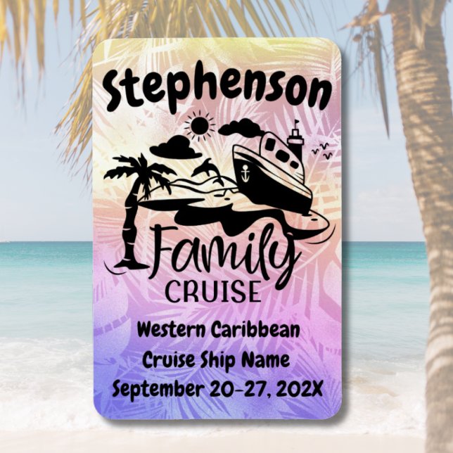 Imán Decoración personalizada de la puerta de crucero f (Colorful Family Cruise Door Magnet | Stateroom Door Marker)