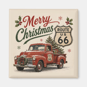 Imán Decoración Retro Ruta 66 Navidad Nevera