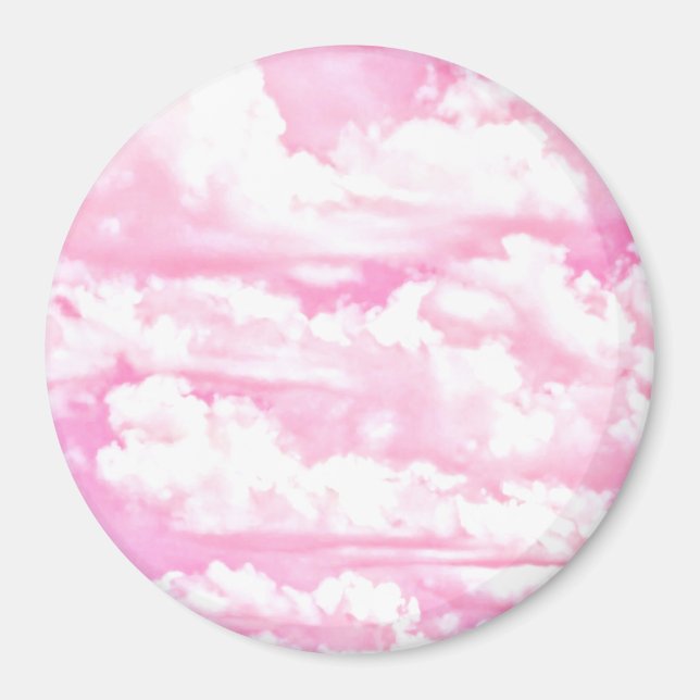 Imán Decoración suave de nubes de Rosa feliz (Frente)