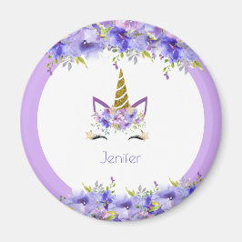 Imán Decoraciones de cumpleaños de Unicornio violeta fr