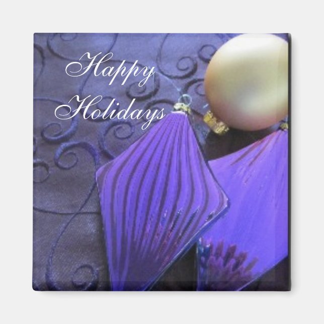 Imán Decoraciones elegantes de Navidad en morado (Frente)