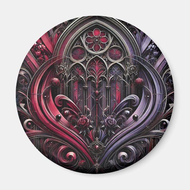 Imán decorativo de arcos de rosa gótica (Frente)