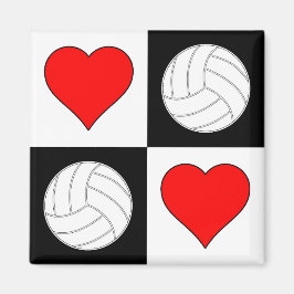Imán decorativo de patrones de voleibol y corazón