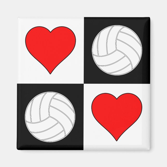 Imán decorativo de patrones de voleibol y corazón (Frente)