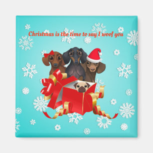 Imán decorativo del navidad del Dachshund del cop