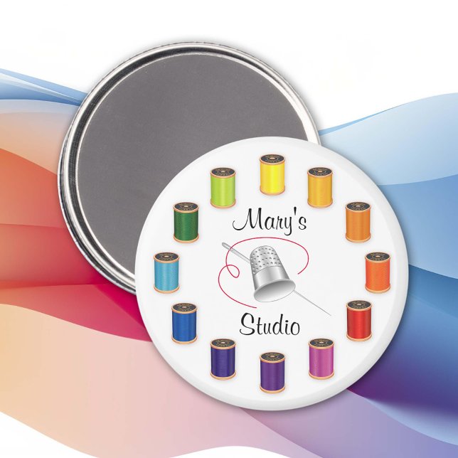 Imán Dedal de coser, aguja e hilos (I am Drawn to Sewing Like a Magnet)