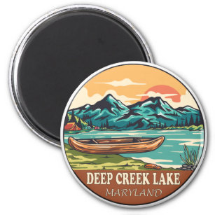 Imán Deep Creek Lake Maryland Emblema De Pesca En Bote
