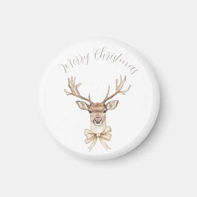 Imán Deer con Navidades de la reverencia de oro (Frente)