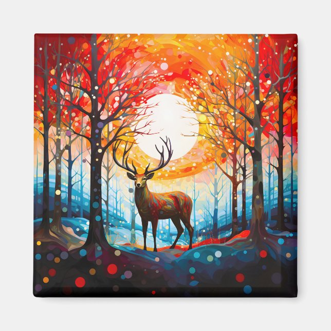 Imán Deer silvestre contemporáneo (Frente)