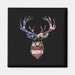 Imán Deer Whitetail Caza Bandera Estadounidense