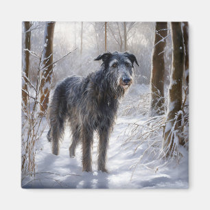 Imán Deerhound escocés deja que nieve Navidades