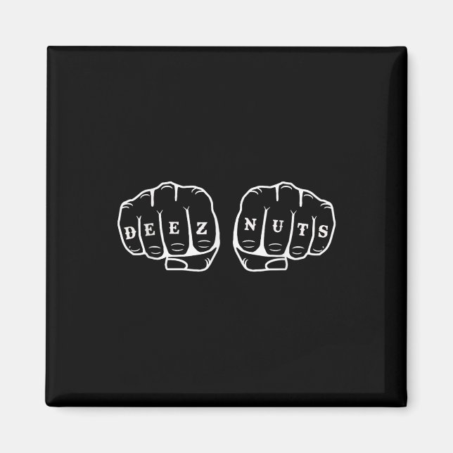 Imán Deez Nuts Funny Knuckles Tattoo (Frente)