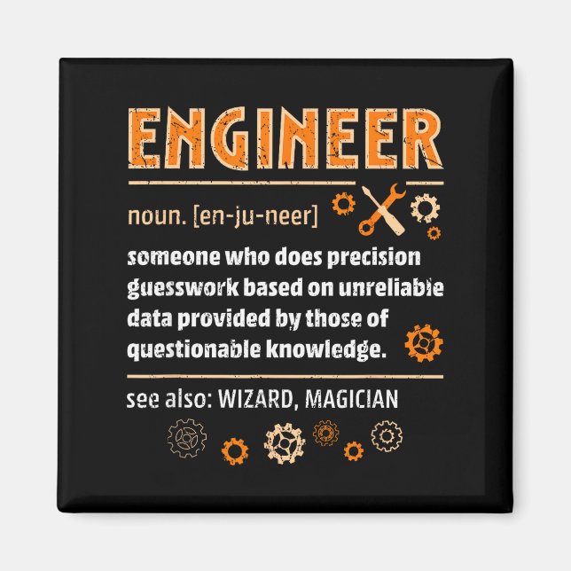 Imán Definición de ingeniero divertida ingeniería nerd  (Frente)