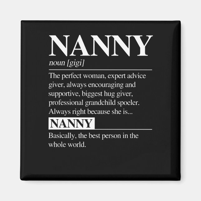 Imán Definición de nana Abuela Día de la Madre Regalos  (Frente)