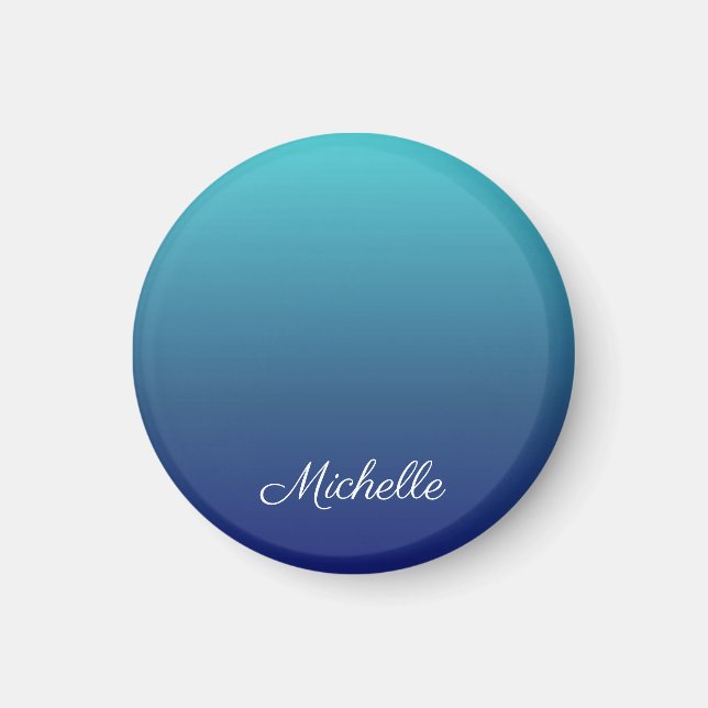 Imán Degradado sombrío azul personalizado (Frente)