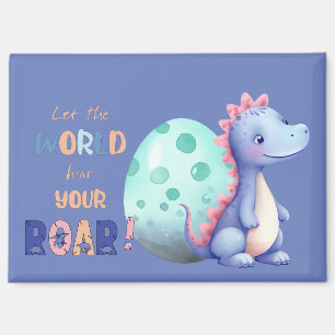 Imán ¡Deja que el mundo escuche tu rugido! Dino acuarel
