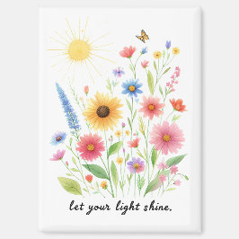 Imán Deja que tu luz brille flores y sol